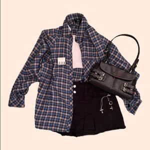 vintage y2k check plaid flannel oversized long sleeve grunge cardigan